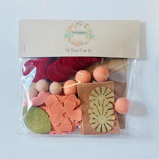 Heartgrooves Handmade - Felt Flower Wreath Craft Kit | Crimson Blush