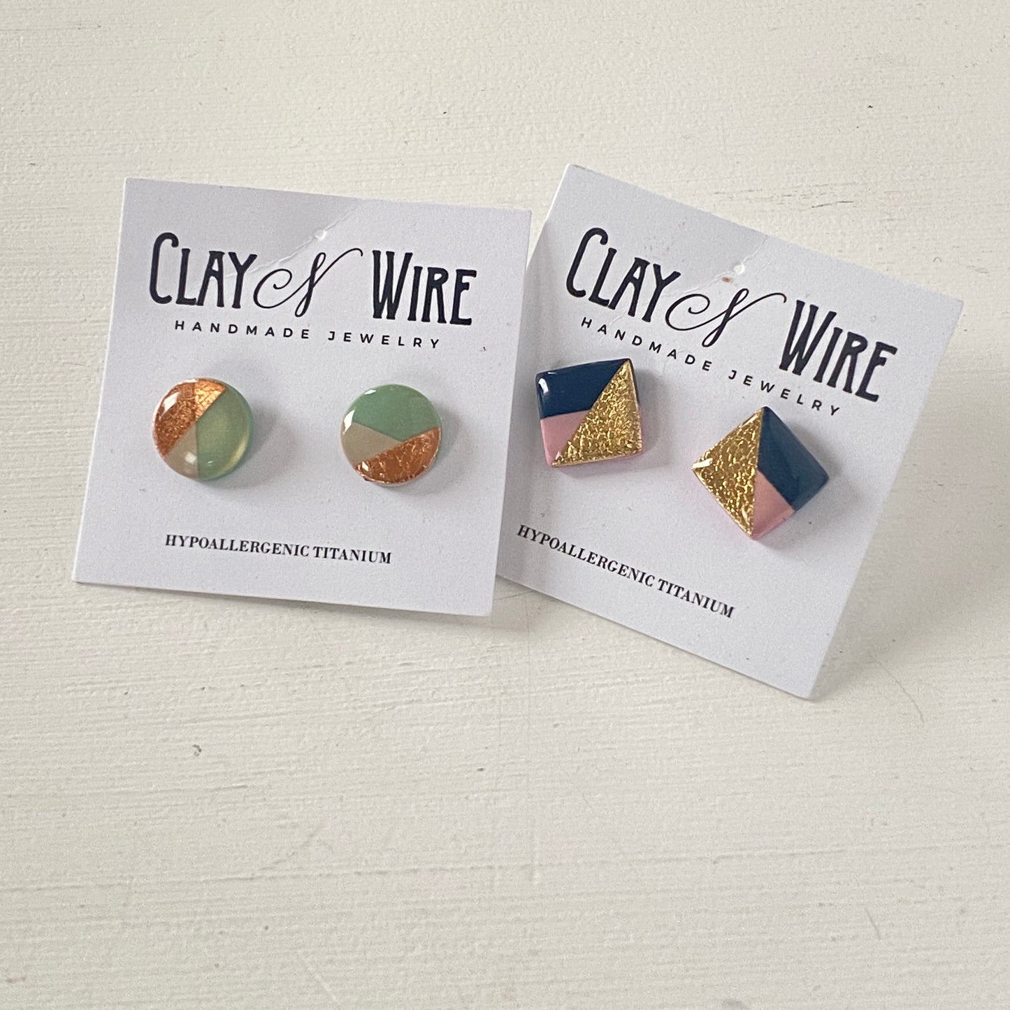 Clay N Wire - Geometric Stud Earrings