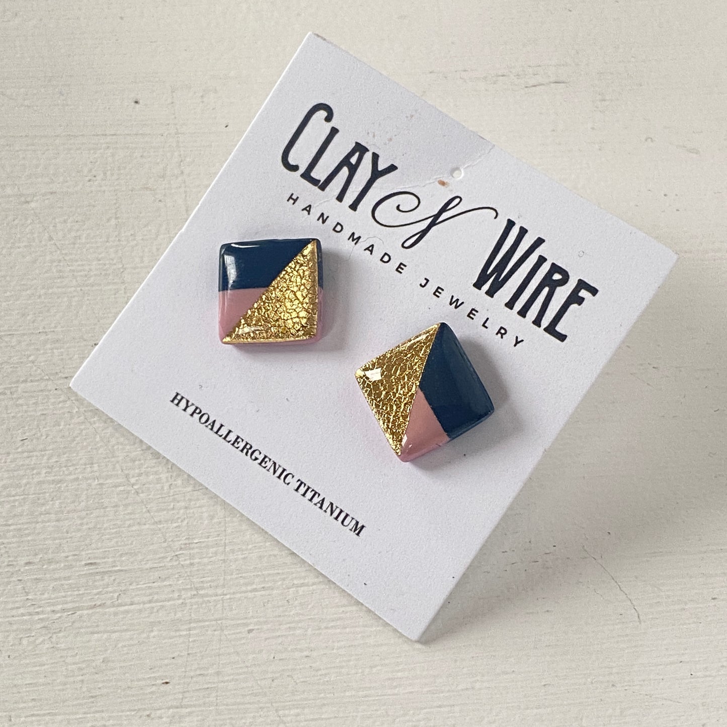Clay N Wire - Geometric Stud Earrings