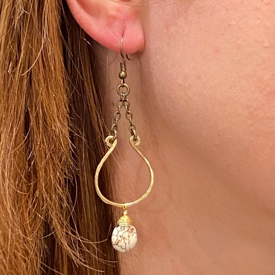 Elise Marie Designs - Hammered Horseshoe Stone Earring