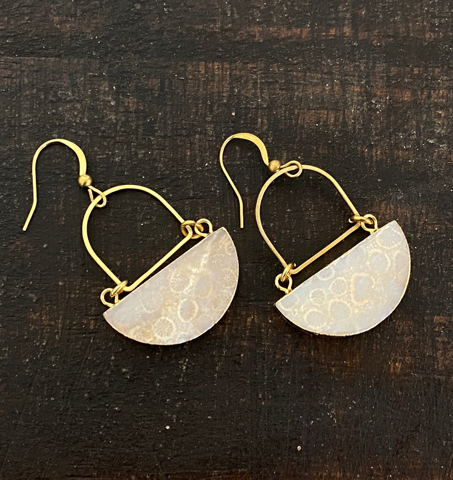 GeoMetricGem - Gem Moon Earrings