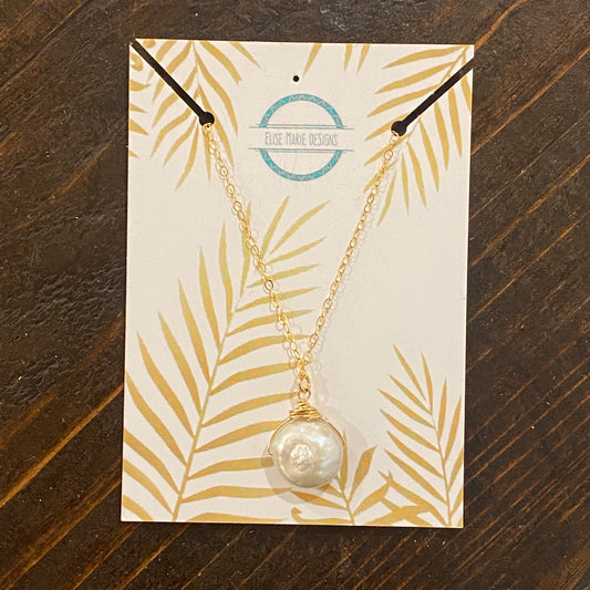 Elise Marie Designs - Simple Pearl Coin Necklace