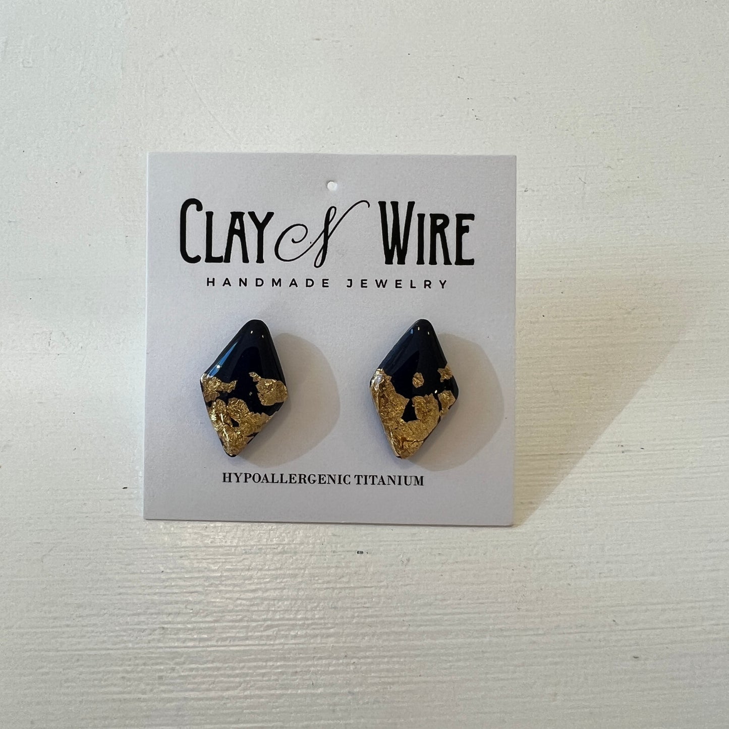 Clay N Wire Earrings - Diamond-Shaped Studs