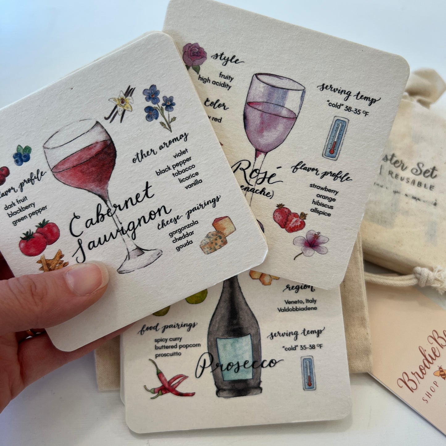 BrodieBee - Wine Coaster Set